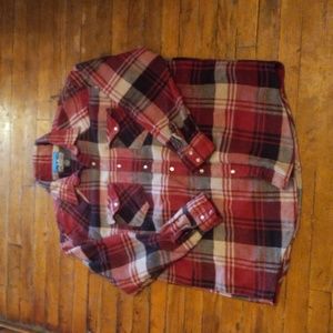 Authentic BTC Men's red, black and white plaid shacket 2XLT